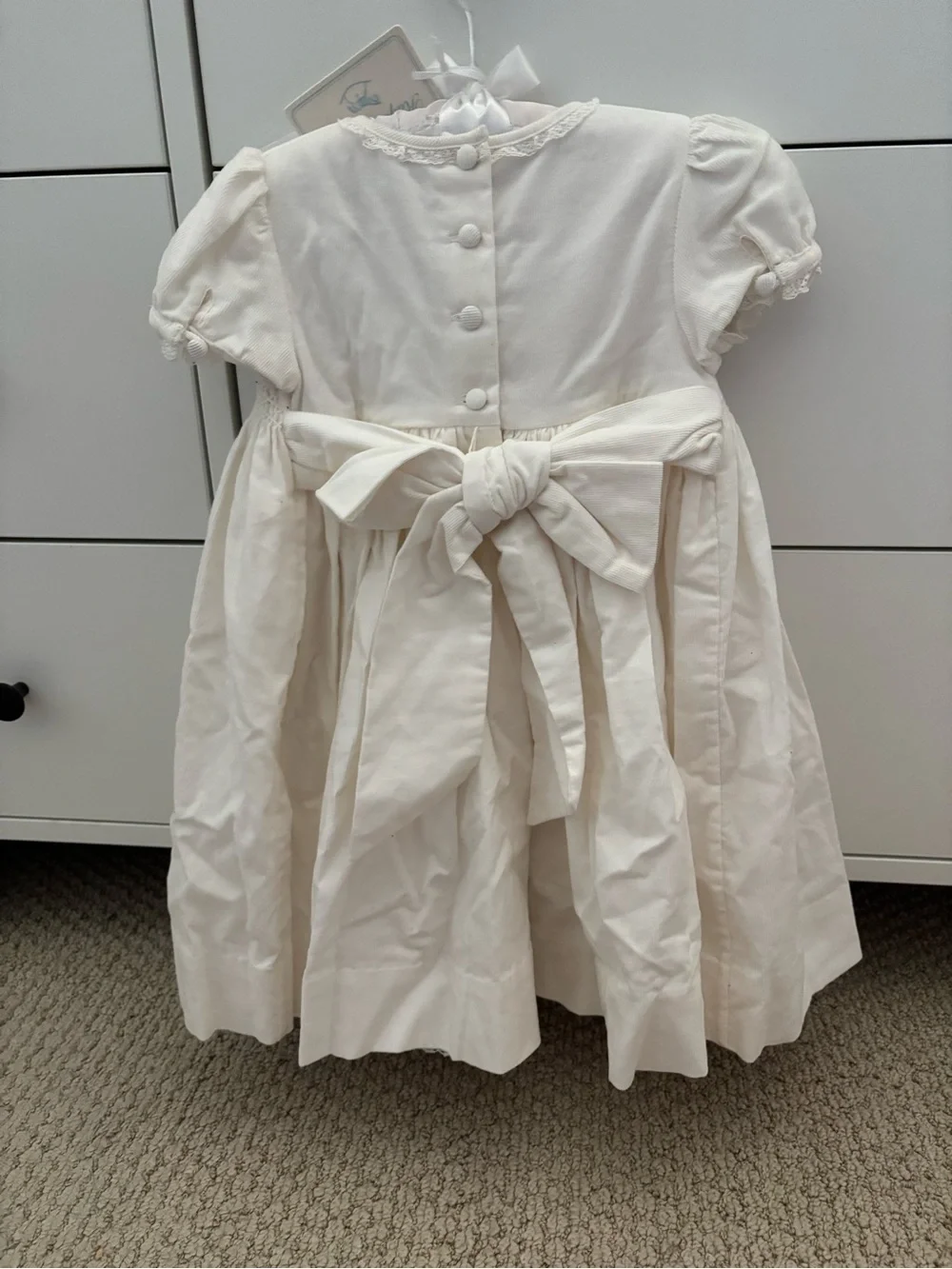 Ralph Lauren Ivory Smocked Puff Sleeve Dress